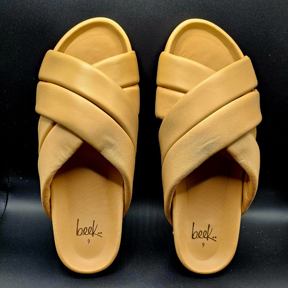 BEEK Merlin Leather Slides, Women’s Size 9, Color Beach,  Brand New in Box - Picture 3 of 6